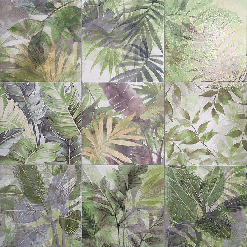 Carrelage Decor Fleuri Technical Soft Secrets Green 20x20 cm de Mainzu