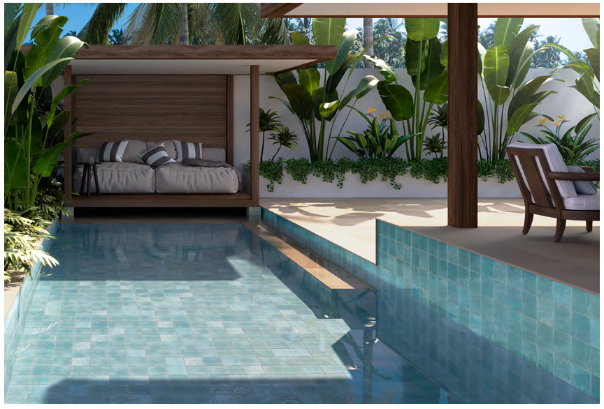 Carrelage Effet Zellige Agadir Agua 14,7x14,7 cm de Dune