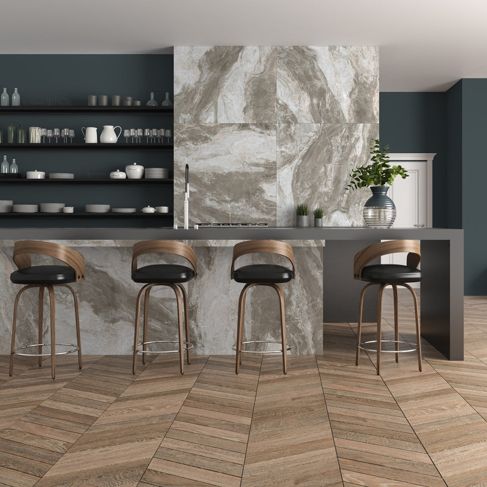 Carrelage Effet Parquet Ancona Chevron 8x40 cm de Ecoceramic