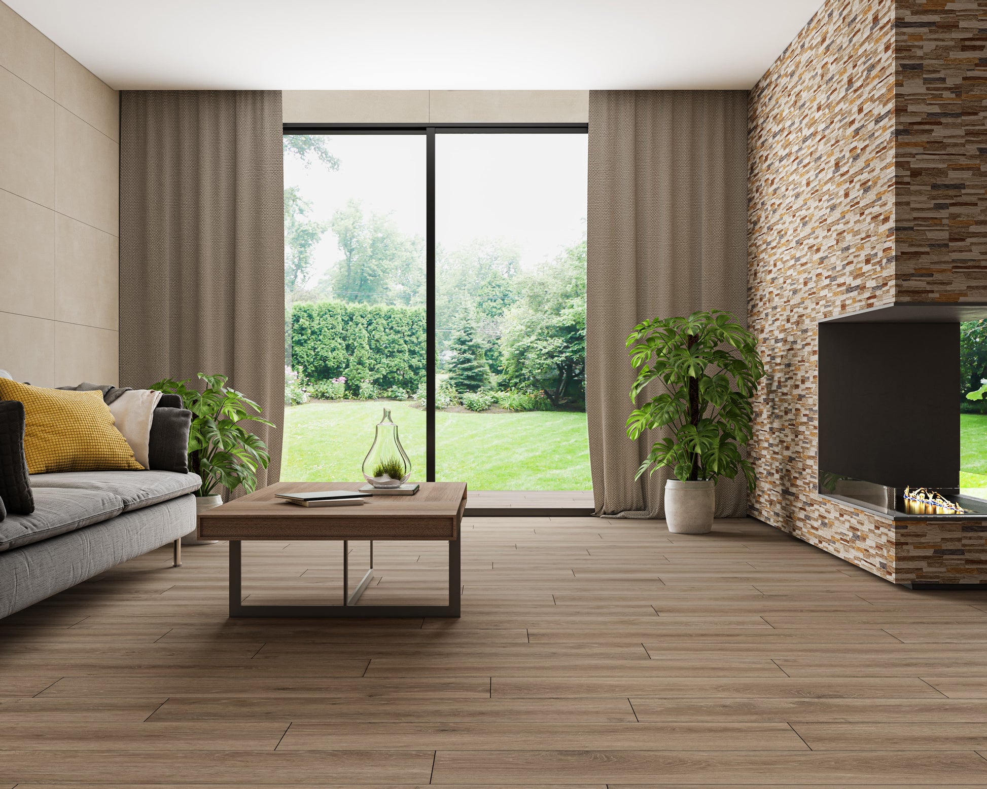 Carrelage Terrasse Borneo Deck Taupe Antiderapant 23x120 cm de Ecoceramic