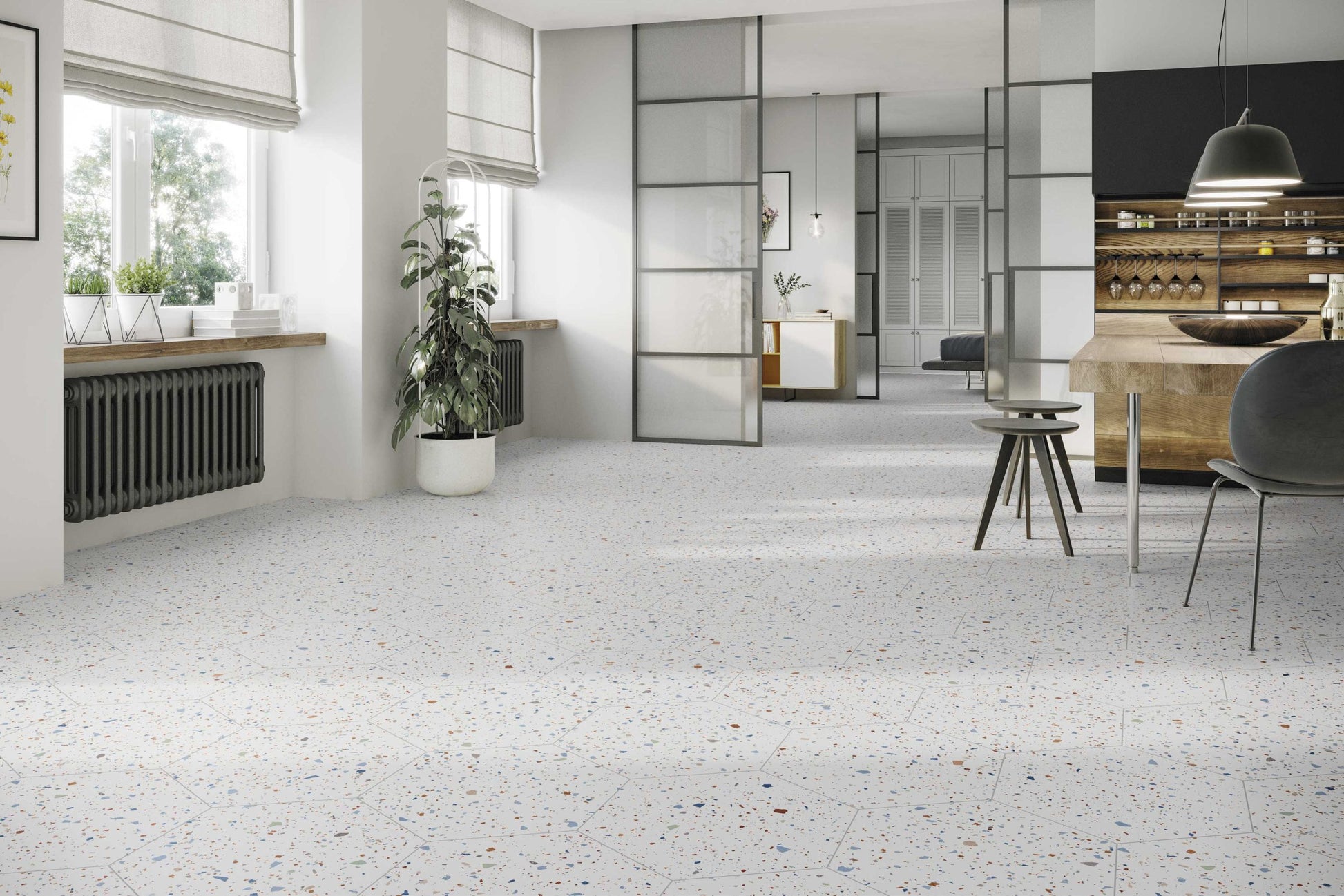 Carrelage Hexagonal Confeti White 56x48,5 cm de Realonda