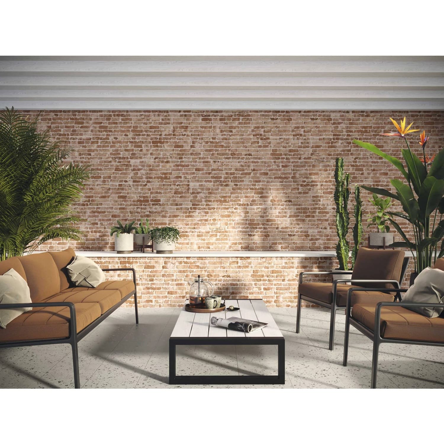 Carrelage Parement Mural Effet Pierre Brique Manhattan Cotto 31x56 cm de Realonda