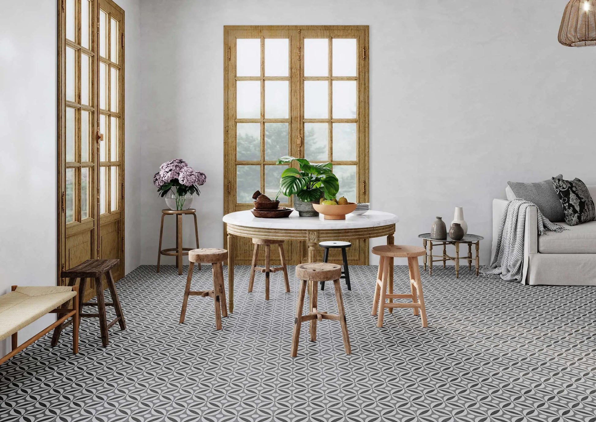 Carrelage Effet carreau de ciment Westbury Grey 33x33 cm de Realonda