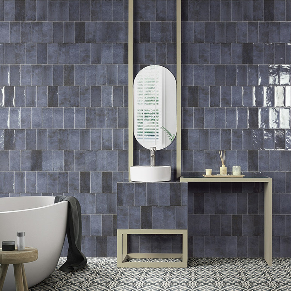 Carrelage Effet Zellige Camden Azurro 10x20 cm de Mainzu
