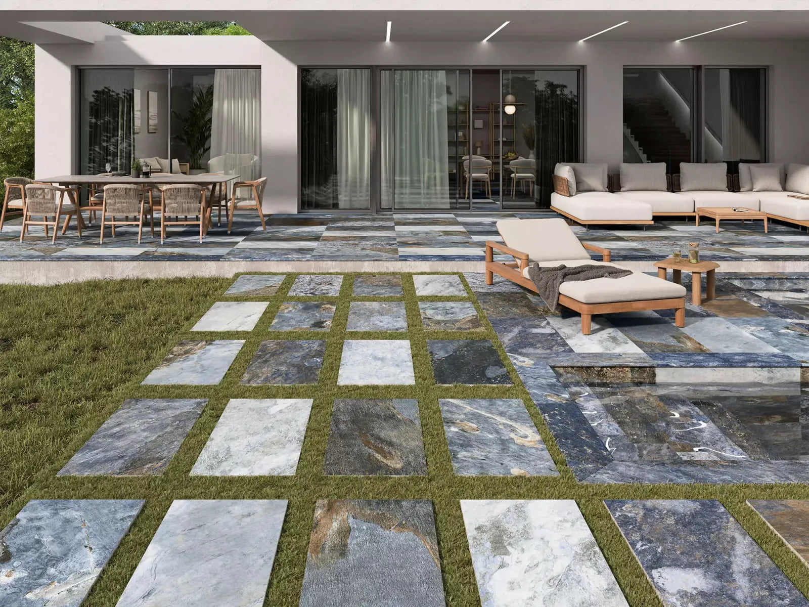 Carrelage Piscine et Terrasse Pierre de Bali Blue