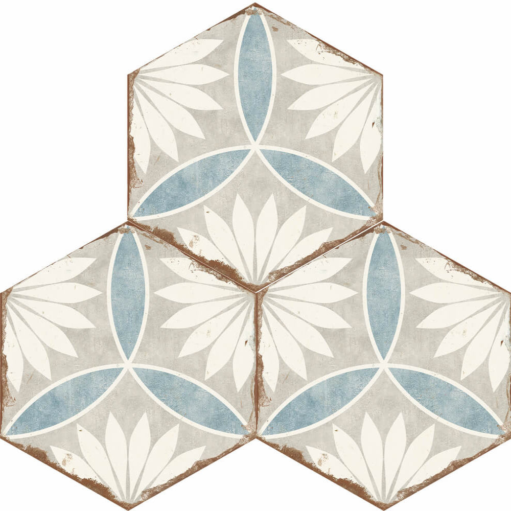 Carrelage Hexagonal Effet Carreau Ciment Bohemia Margarita 21x25 cm de Nanda Tiles