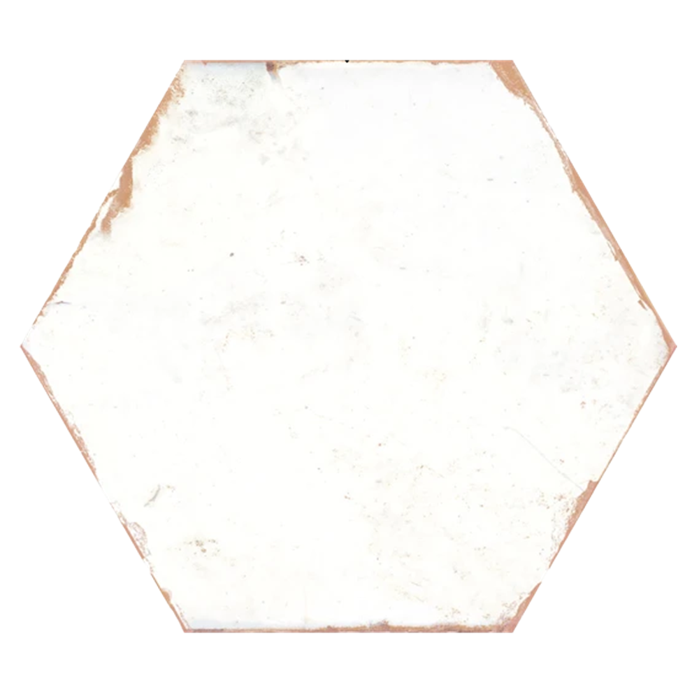 Carrelage Hexagonal Effet Carreau de Ciment Bohemia Lino White 21x25 cm de Nanda Tiles