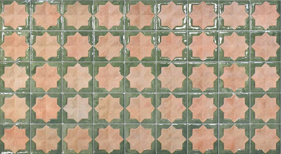Echantillon Carrelage Decor Mural Relief Tetuan Cotto Emerald 31x56 cm