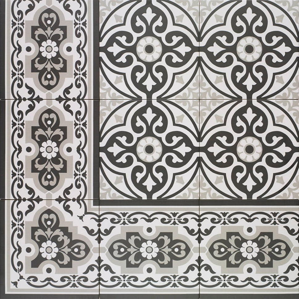 Carrelage Effet carreau de ciment Centro Normandy White 20x20 cm de Mainzu20x20 cm Boite de 1 m² / Frise Normandy White
