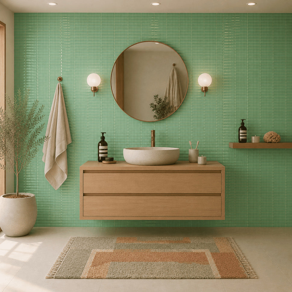 Carrelage Effet Zellige Monet Green 31,6x60 cm de Ecoceramic