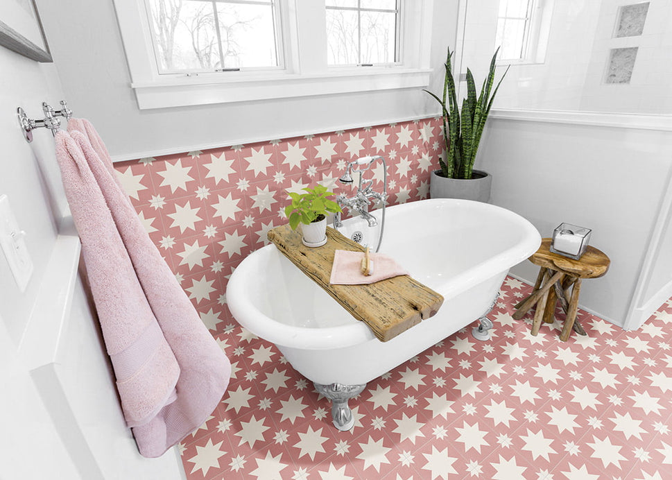 Carrelage Effet carreaux de ciment Fired Star Pink 20x20 cm de Mainzu