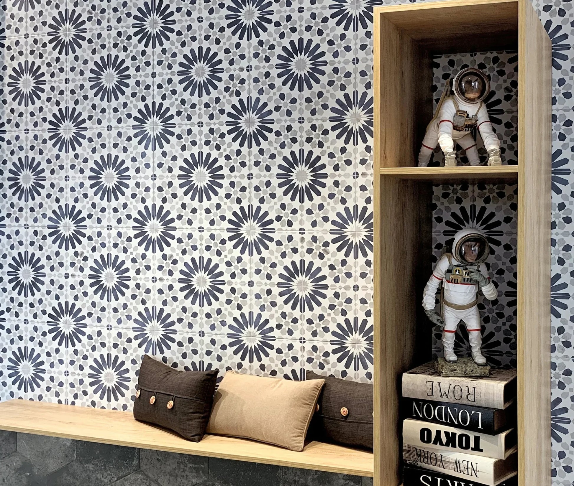 Carrelage Effet Carreau de Ciment Marrakech Blue 44x44 cm de Realonda
