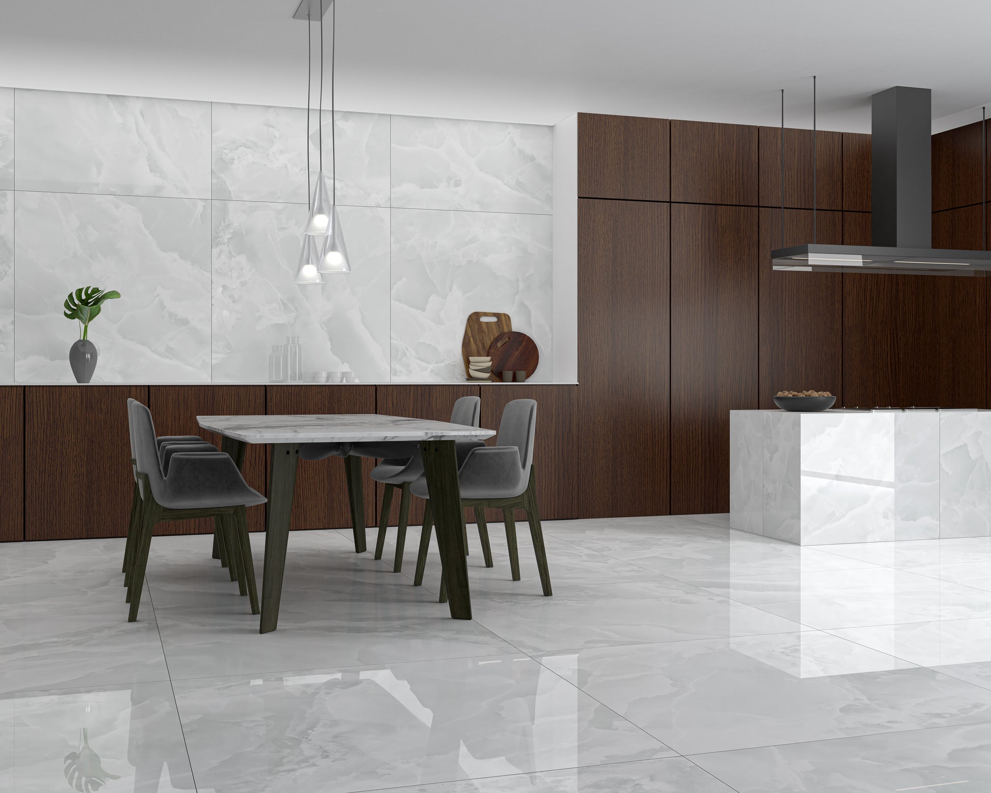 Carrelage Effet Marbre Iceland White poli Brillant 120x120 cm de Ecoceramic