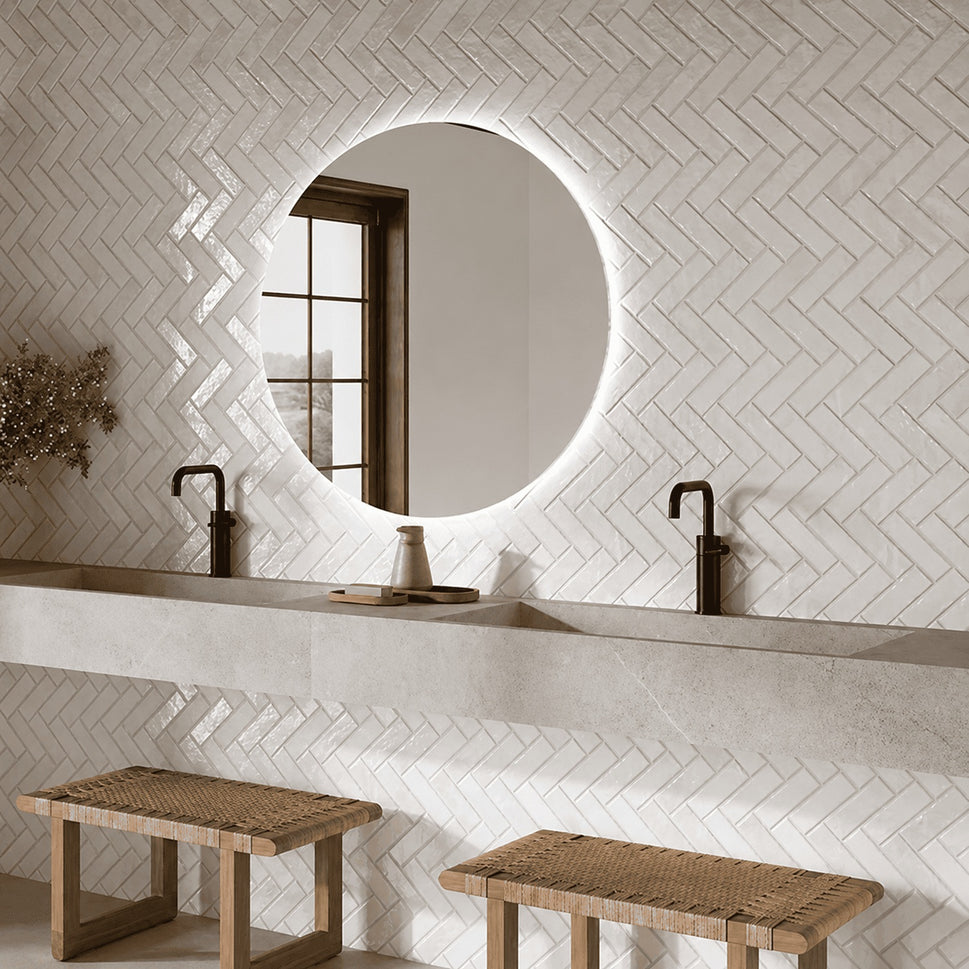 Carrelage effet Brique Coimbra White 40x60 cm de Ecoceramic