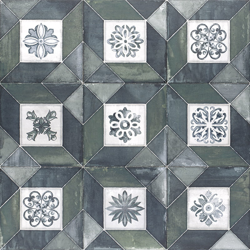 Carrelage Effet Carreau Ciment Deco Elegance Blu Green 20x20 cm de Mainzu