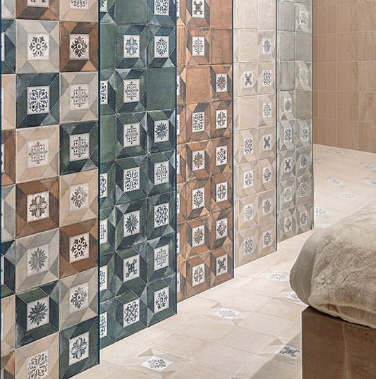 Carrelage Effet Carreau de ciment Deco Elegance Blue Green 20x20 cm de Mainzu