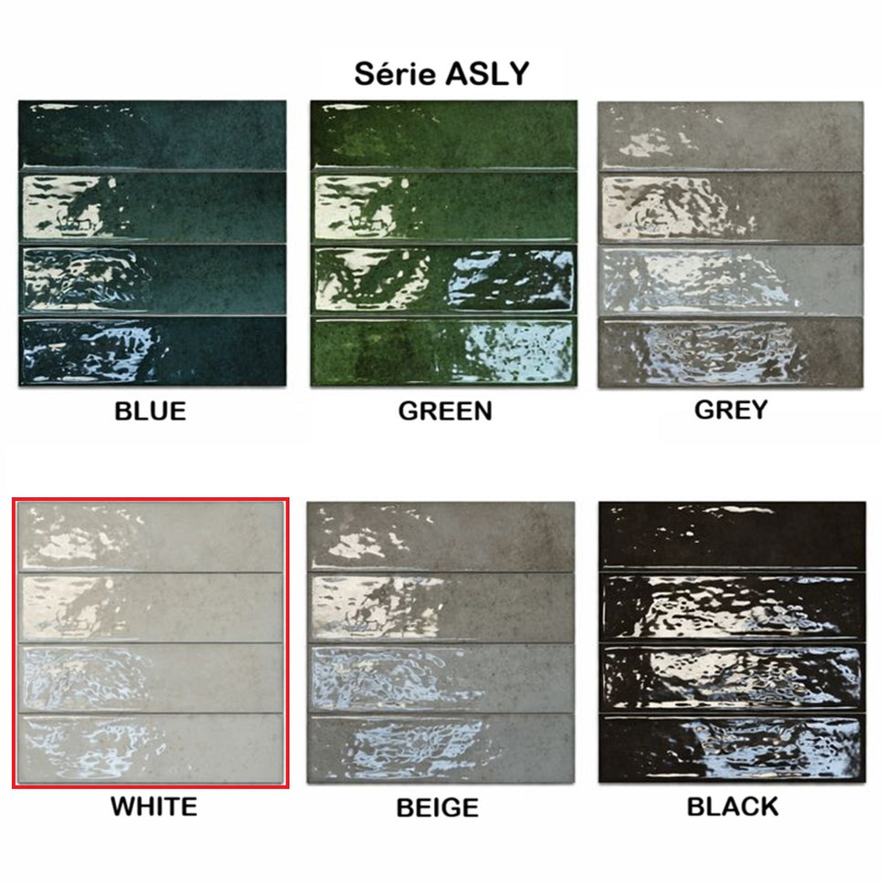 Echantillon Carrelage Effet Zellige Asly 7,5x30 cmWhite