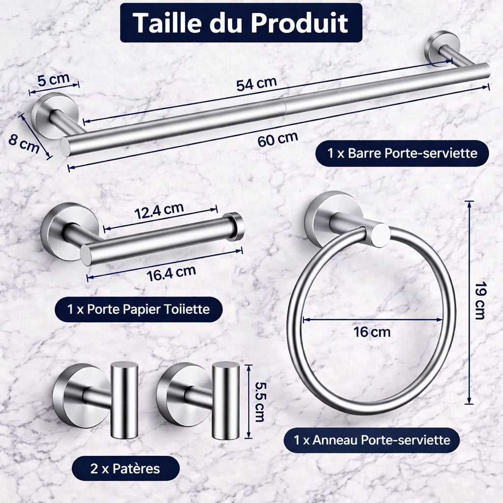 Ensemble de salle de bain NOVA Nickel brossé