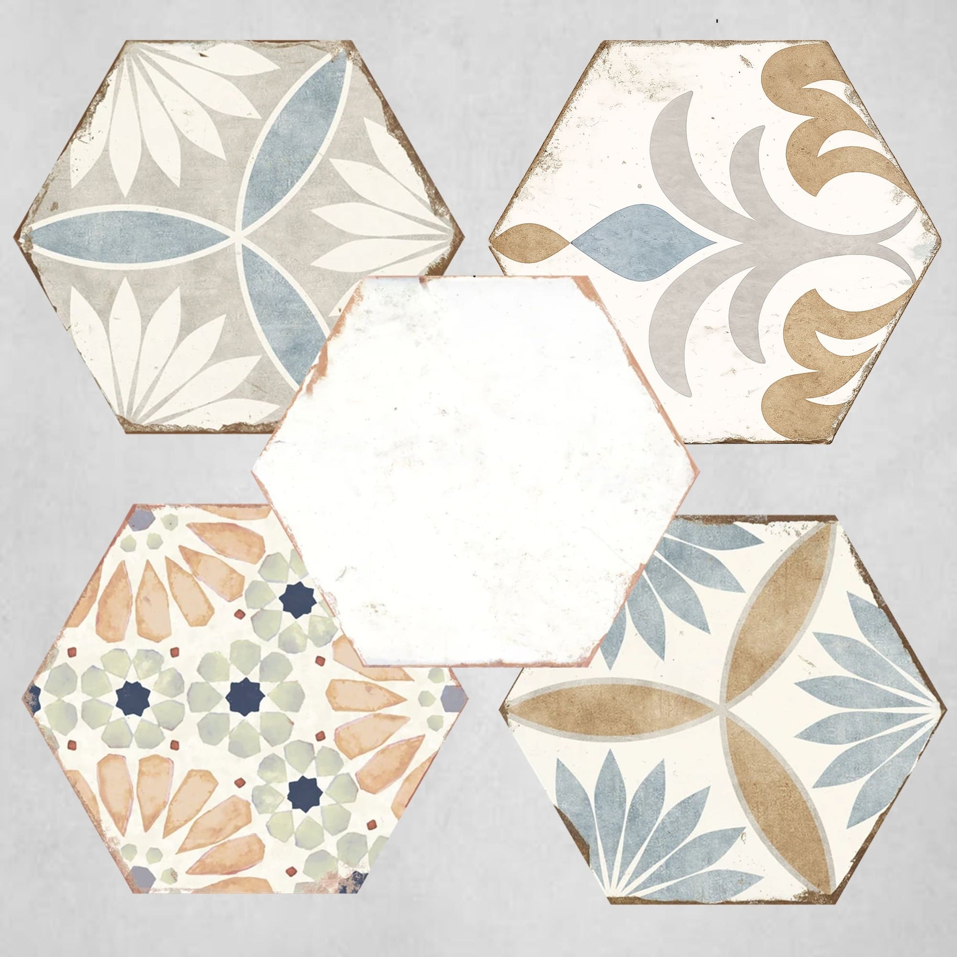 Echantillon Hexagonal effet Carreaux de Ciment Bohemia 21x25 cm