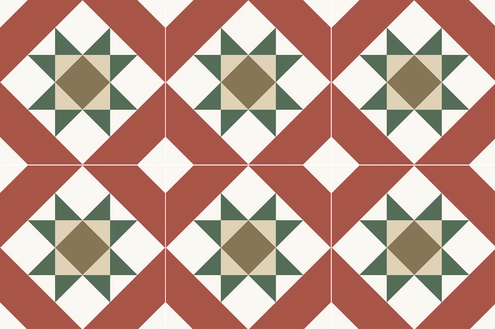 Carrelage Effet Carreau de Ciment Terracotta Kompas Vetro 20x20 cm de Nanda Tiles