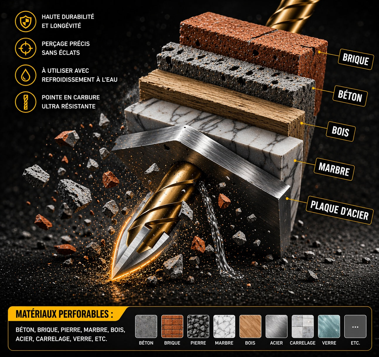 Forets Carrelage & Multi Matériaux – Kit 7 Pièces