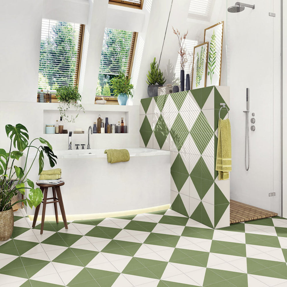 Carrelage Effet carreaux de ciment Fired Middle Green 20x20 cm de Mainzu