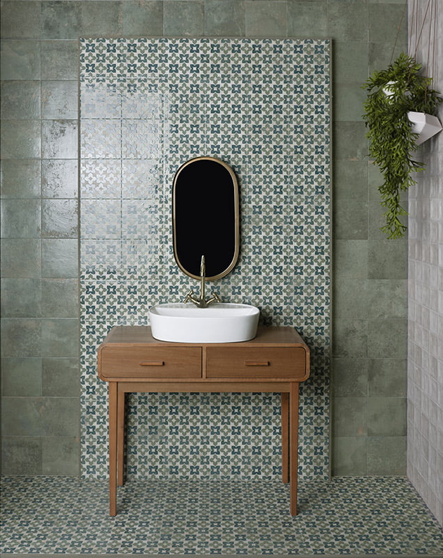 Carrelage Effet carreau de ciment Meraki 20x20 cm de Mainzu20x20 cm Boite de 1 m² / Soul Green