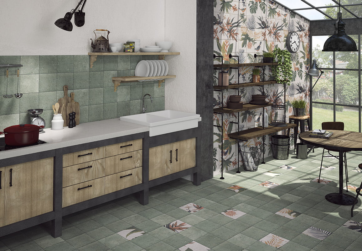 Carrelage Fresque Murale Décor Fleuri Samui 20x20 cm de Mainzu