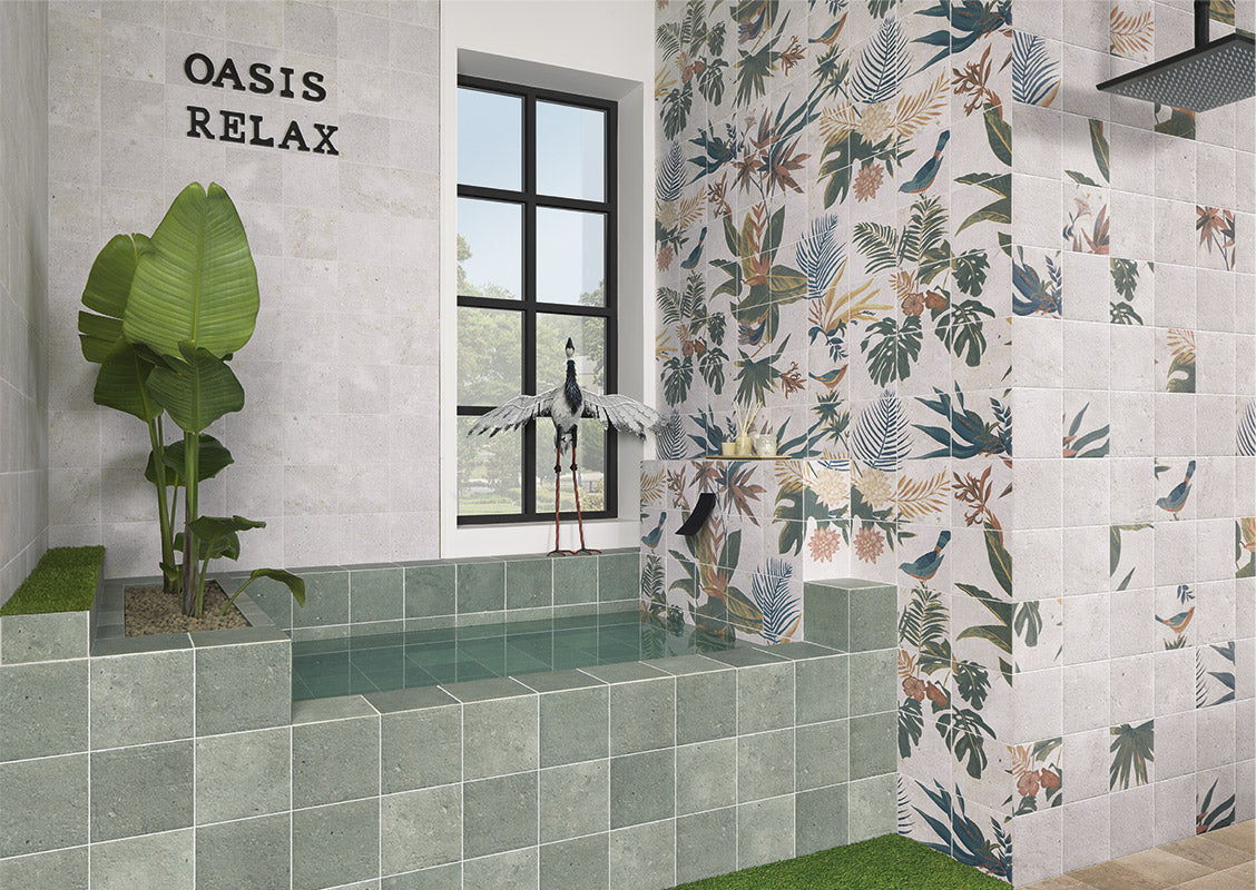 Carrelage Fresque Murale Décor Fleuri Samui 20x20 cm de Mainzu
