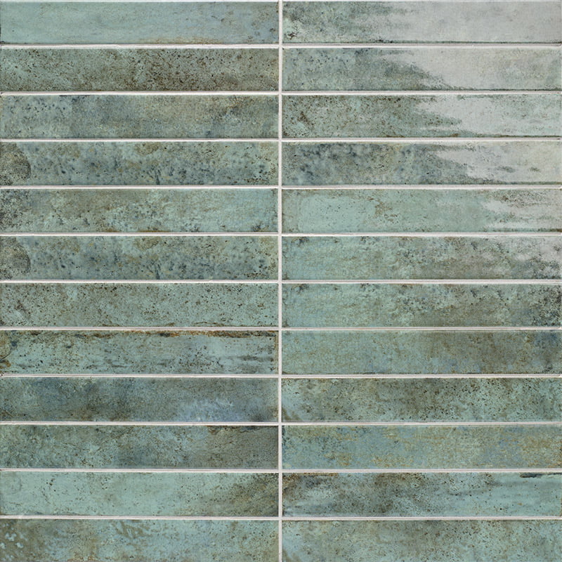 Carrelage Effet zellige Tampa Green 5x30 cm de Mainzu