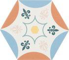Carrelage Hexagonal sol et mur Decor Boom ( 8 decors) 14x16 cm de CevicaBoite de 0.402 m² / Boom Décor 4