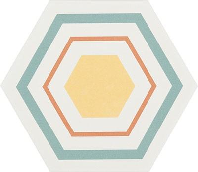 Carrelage Hexagonal sol et mur Decor Boom ( 8 decors) 14x16 cm de CevicaBoite de 0.402 m² / Boom Décor 5