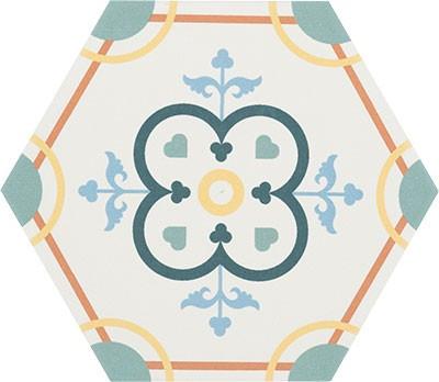 Carrelage Hexagonal sol et mur Decor Boom ( 8 decors) 14x16 cm de CevicaBoite de 0.402 m² / Boom Décor 7