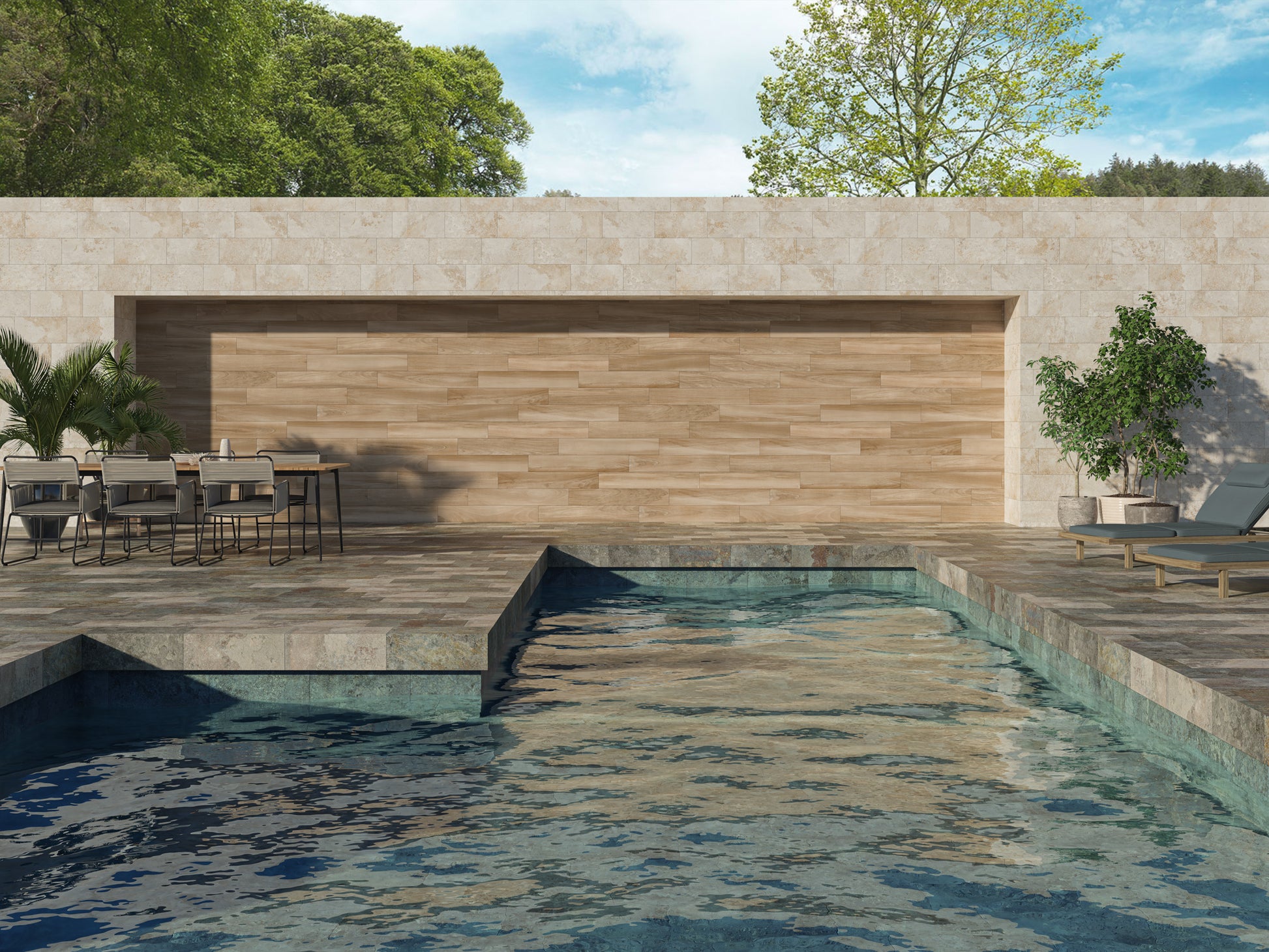 Carrelage Terrasse et Piscine effet Pierre Kilauea 30x60 cm de Ecoceramic