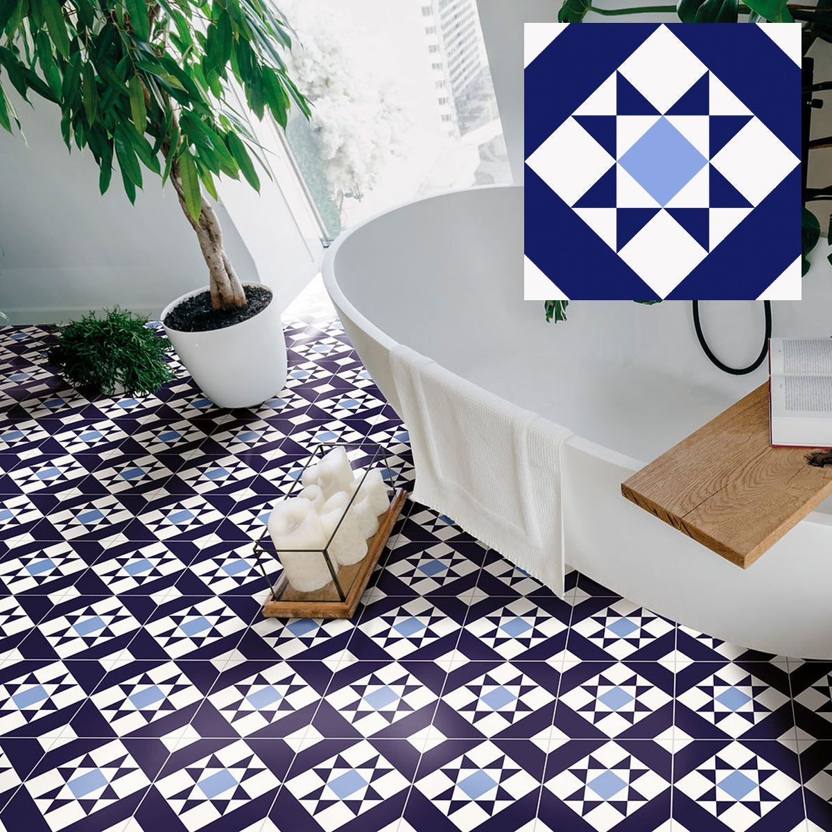 Carrelage Effet Carreau de Ciment Kompas Medi 20x20 cm de Nanda Tiles