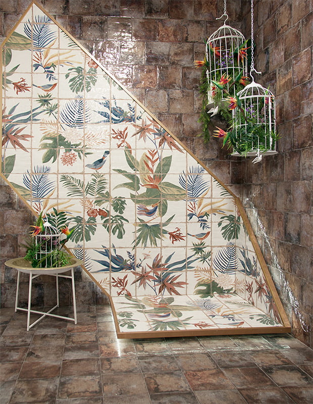 Carrelage Fresque Murale Decor Fleuri Sonata 120x120 cm de Mainzu