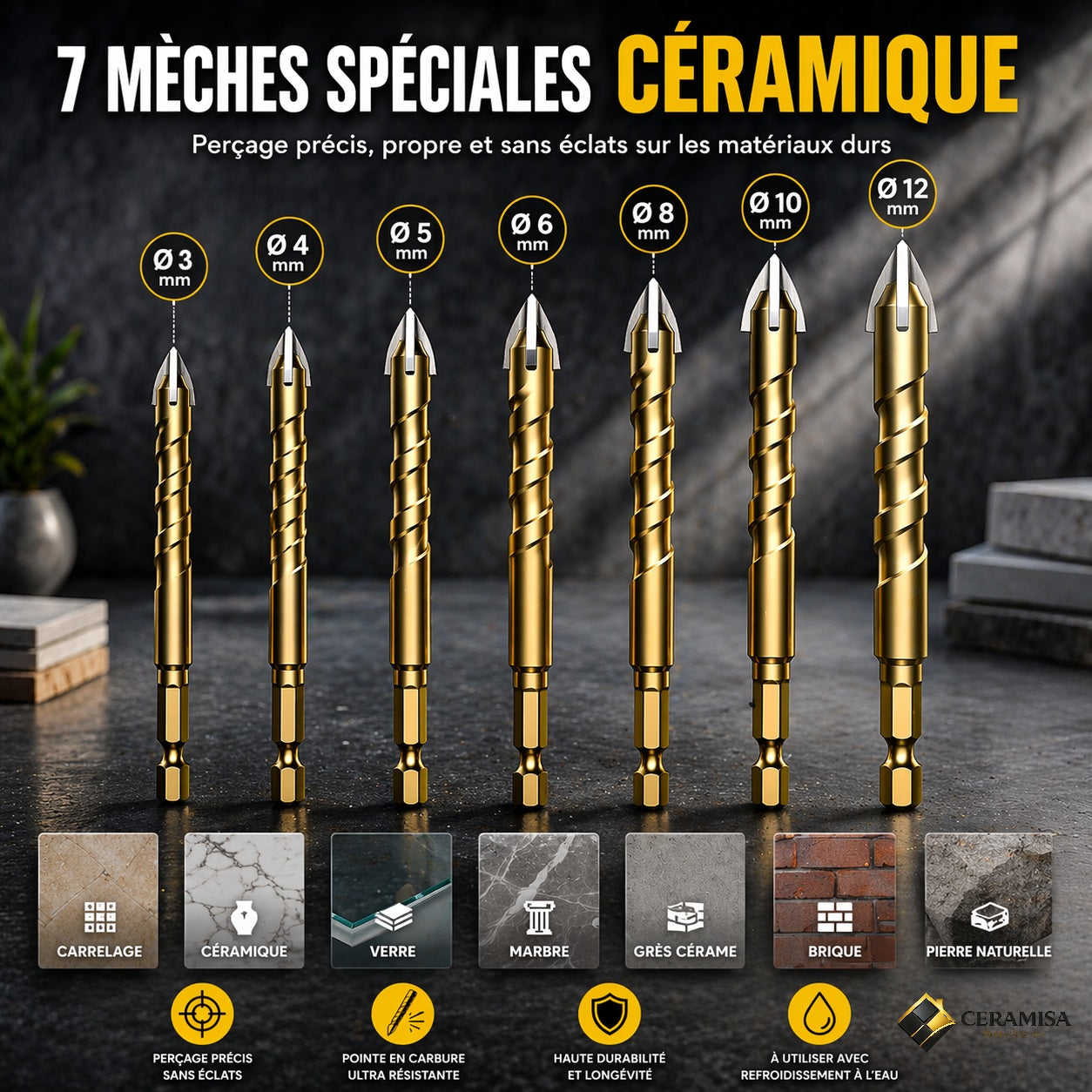 Forets Carrelage & Multi Matériaux – Kit 7 Pièces