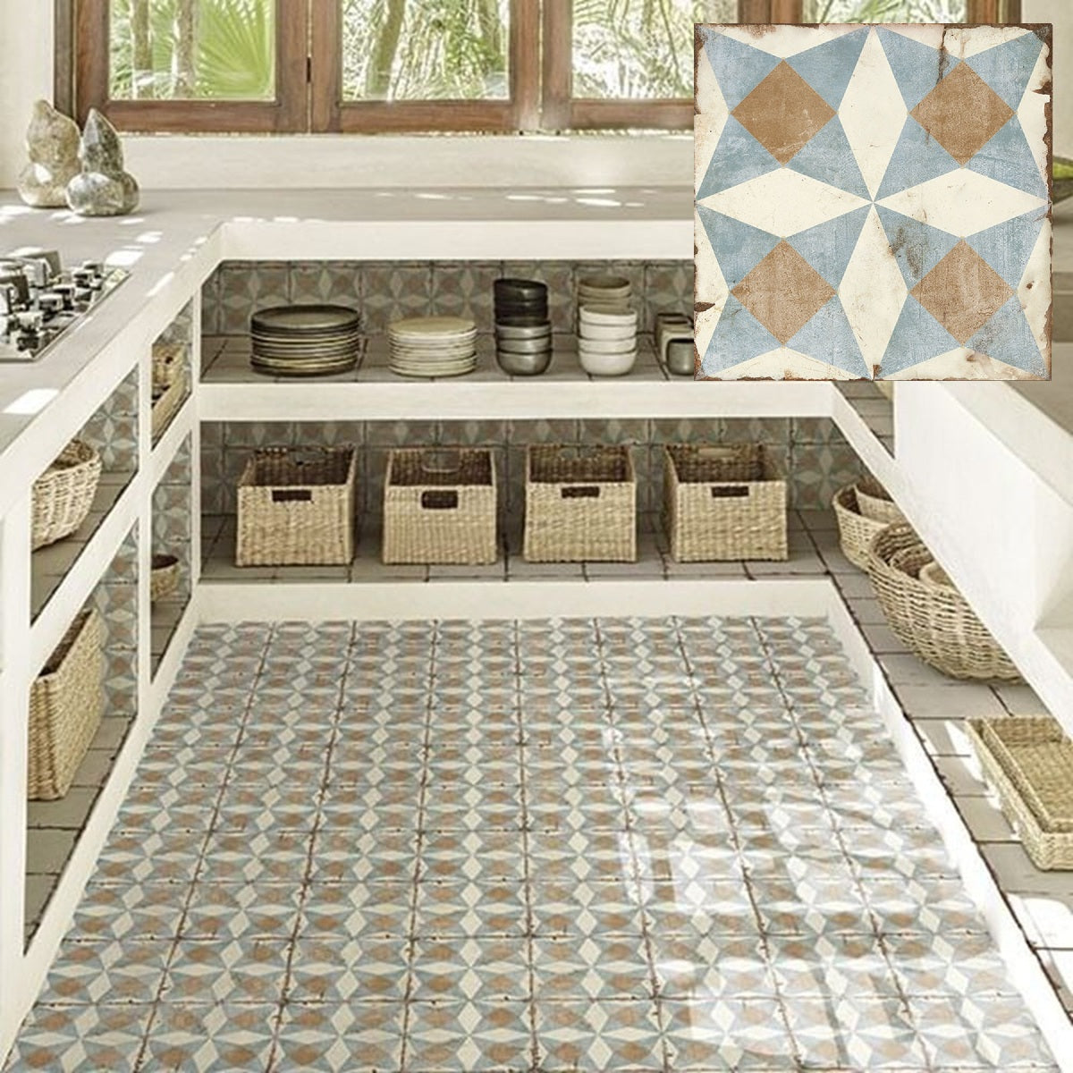 Carrelage Effet Carreau Ciment Loft Floor Medina 20x20 cm de Nanda Tiles