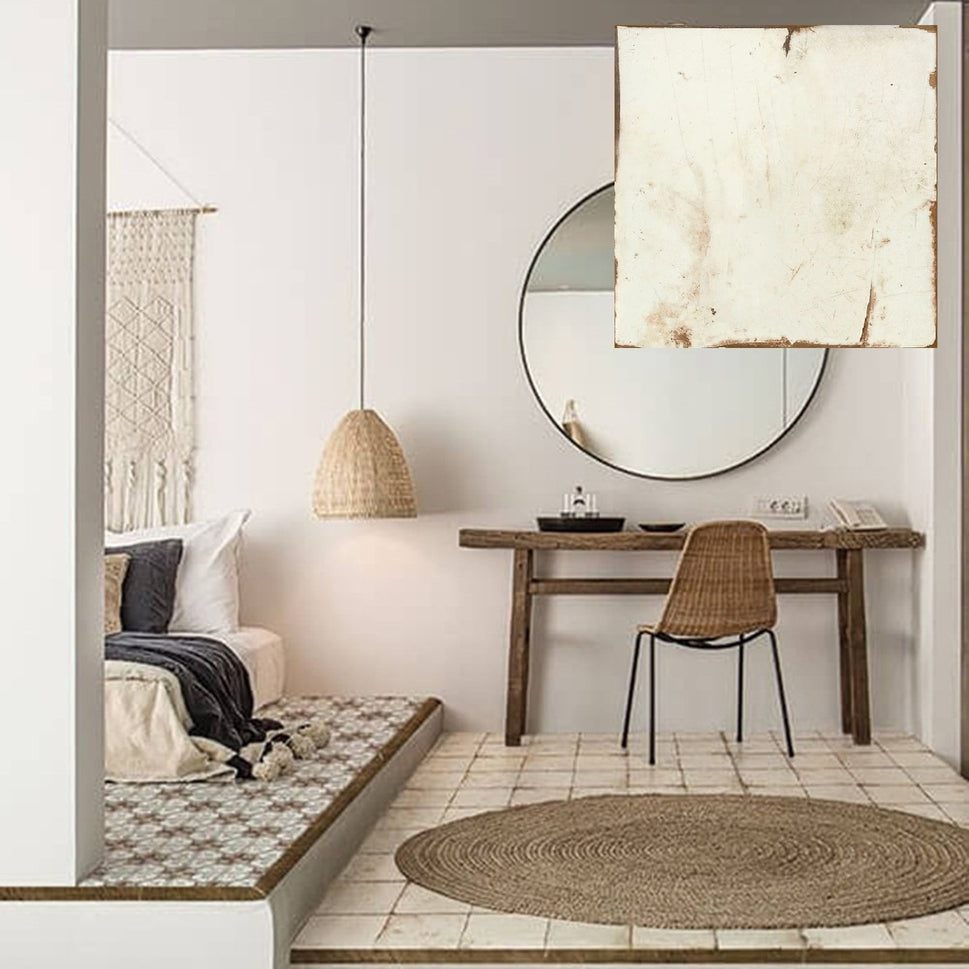 Carrelage effet carreau de ciment Loft Floor Ohio White 20x20 cm de Nanda Tiles