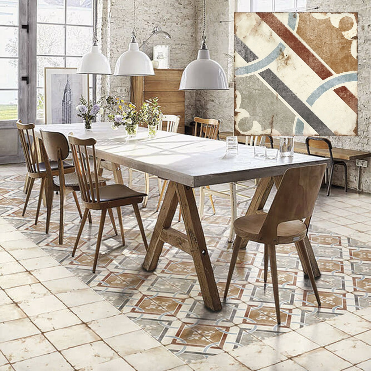 Carrelage Effet Carreau Ciment Loft Floor Parma 20x20 cm de Nanda Tiles