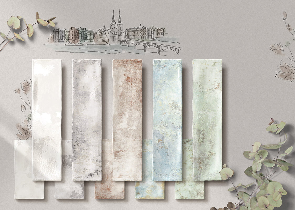 Faience Murale Effet Zellige Bayonne Blanco 7,5x30 cm de Mainzu