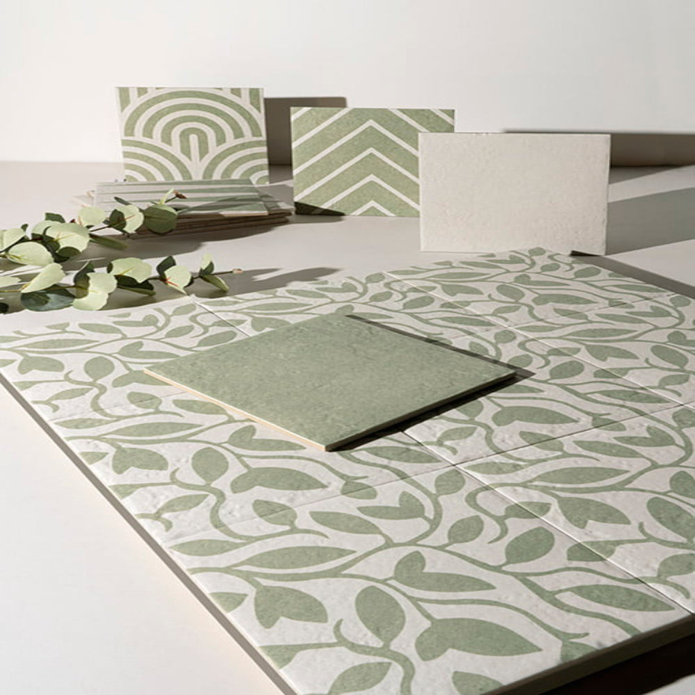 Carrelage Effet carreau de ciment Green Garden Decor Green Four 20x20 cm de Mainzu