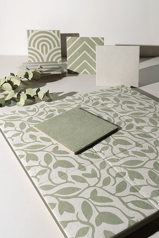 Carrelage Effet Carreau de ciment Green Garden Decor Green Two 20x20 cm de Mainzu