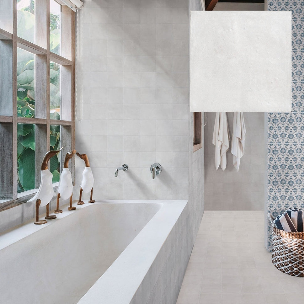 Carrelage Effet Carreau Ciment Marlow White Whale 11,5x11,5 cm de Nanda Tiles