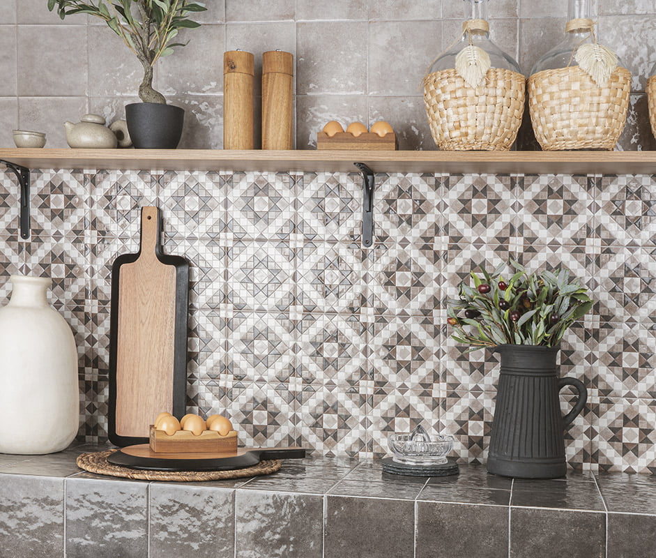 Carrelage Decor et Uni Marrakech 15x15 cm de Mainzu15x15 cm Boite de 0.50 m² / Agadir Silver