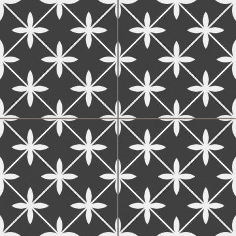 Carrelage Effet Carreau De Ciment Pre Star Black 45x45 cm de Prissmacer