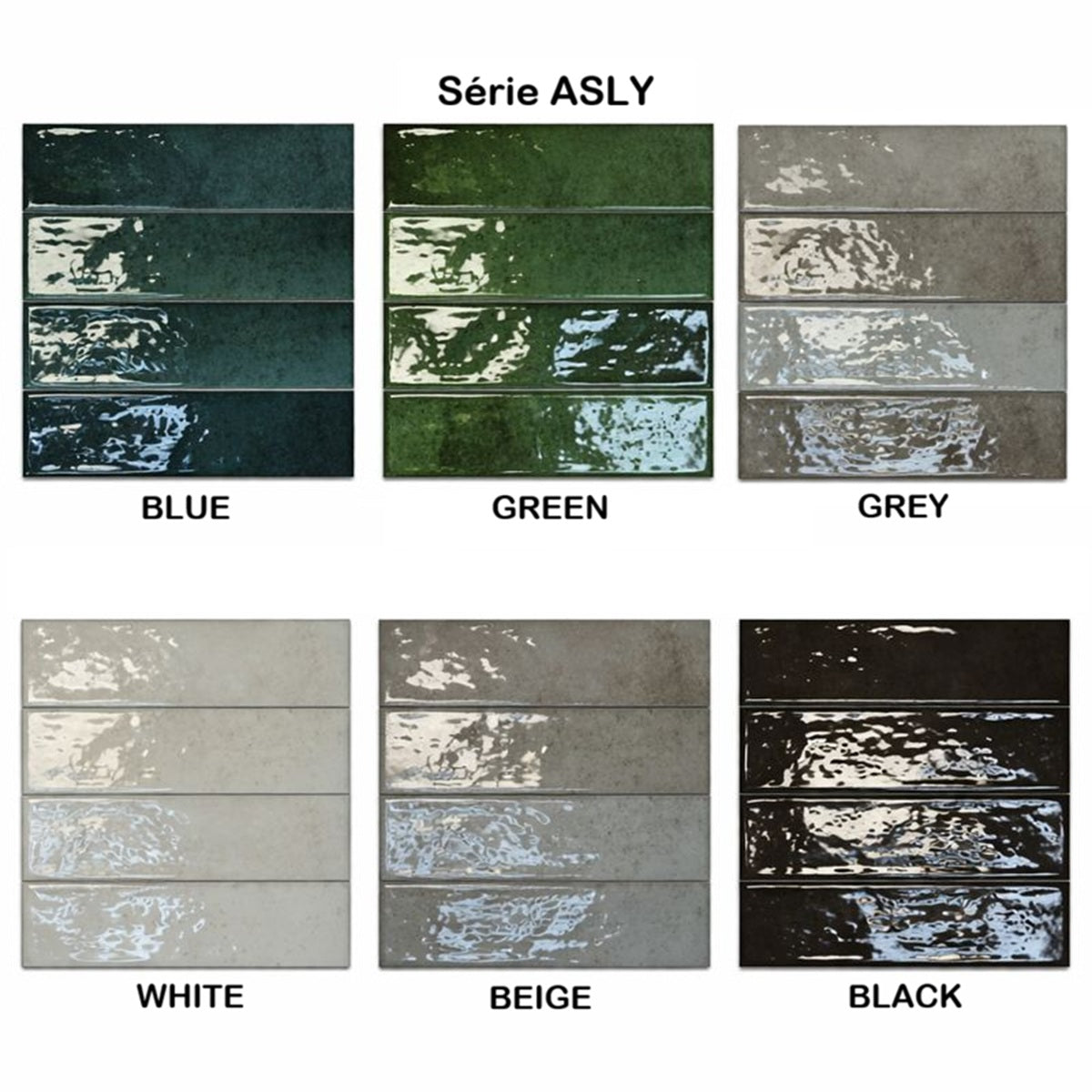 Carrelage Effet Zellige Asly Green 7,5x30 cm de Ecoceramic