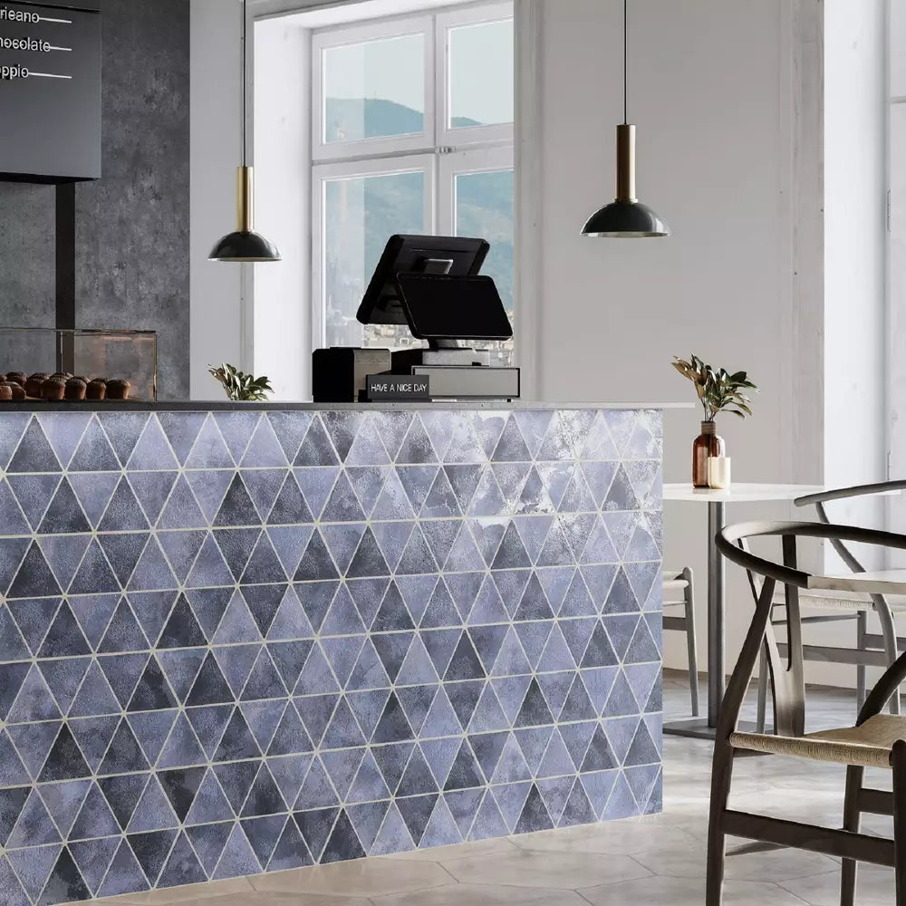 Carrelage Effet Zellige Triangle Craft Navy 48.5x28 cm de Realonda