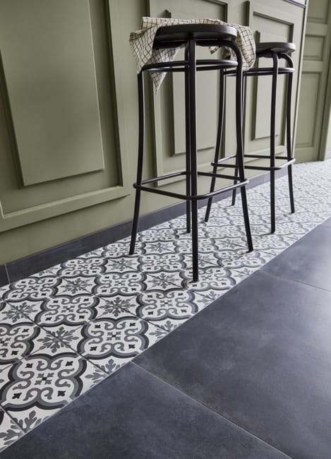 Carrelage Effet carreaux de ciment Centro Florentine White 20x20 cm de Mainzu20x20 cm Boite de 1 m² / Victorian Gris