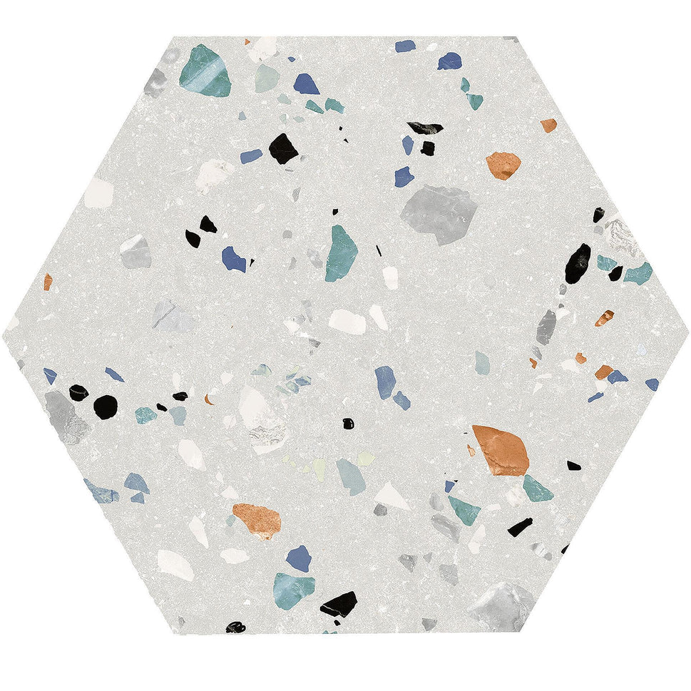 Echantillon Carrelage Effet Terrazzo Gobi (5 coloris)Gobi bianco / Hexagonal